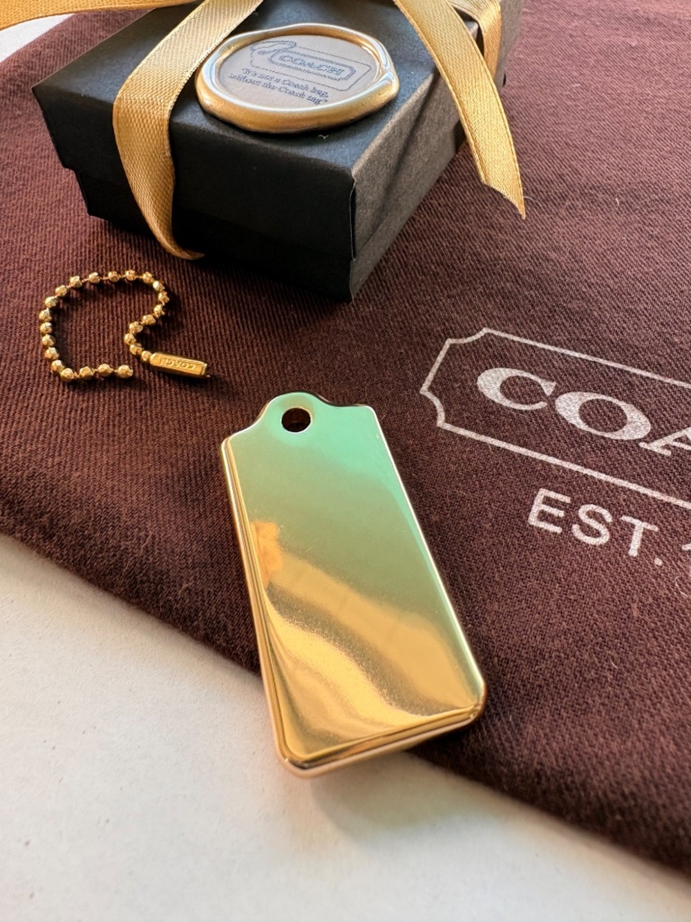 NEW Coach 2” SOLID Heavyweight Gold-Tone Metal Hang Tag Replacement Bag Charm - Picture 12 of 15